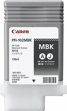 Оригинальный картридж Canon PFI-102MBk 0894B001 для Canon imagePROGRAF iPF605/ iPF610/ iPF650/ iPF655/ iPF710/ iPF750/ iPF755/ LP17/ iPF510, матовый чёрный (matte black), 130 мл.