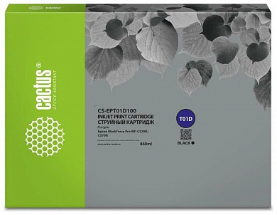 Картридж струйный Cactus CS-EPT01D100 T01D1 черный (860мл) для Epson WorkForce Pro WF-C529R/C529RDTW/C529RDTW EPP