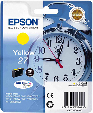 Оригинальный картридж Epson T2704 (C13T27044022) (350 стр., жёлтый)