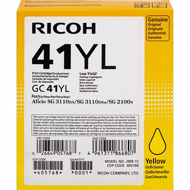 Оригинальный картридж Ricoh 405768 (GC-41YL) (600 стр., жёлтый)