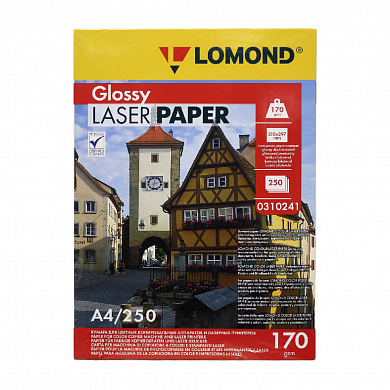 Фотобумага LOMOND Двухсторонняя Глянцевая, для лазерной печати, 170 г/м2, A3/250л.(0310231)