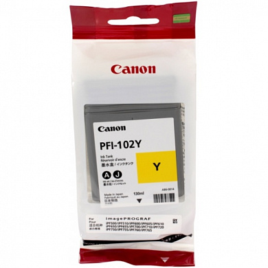 (Спец.цена) Оригинальный картридж Canon PFI-102Y (130 мл., желтый) для Canon Pixma iPF500/600/700